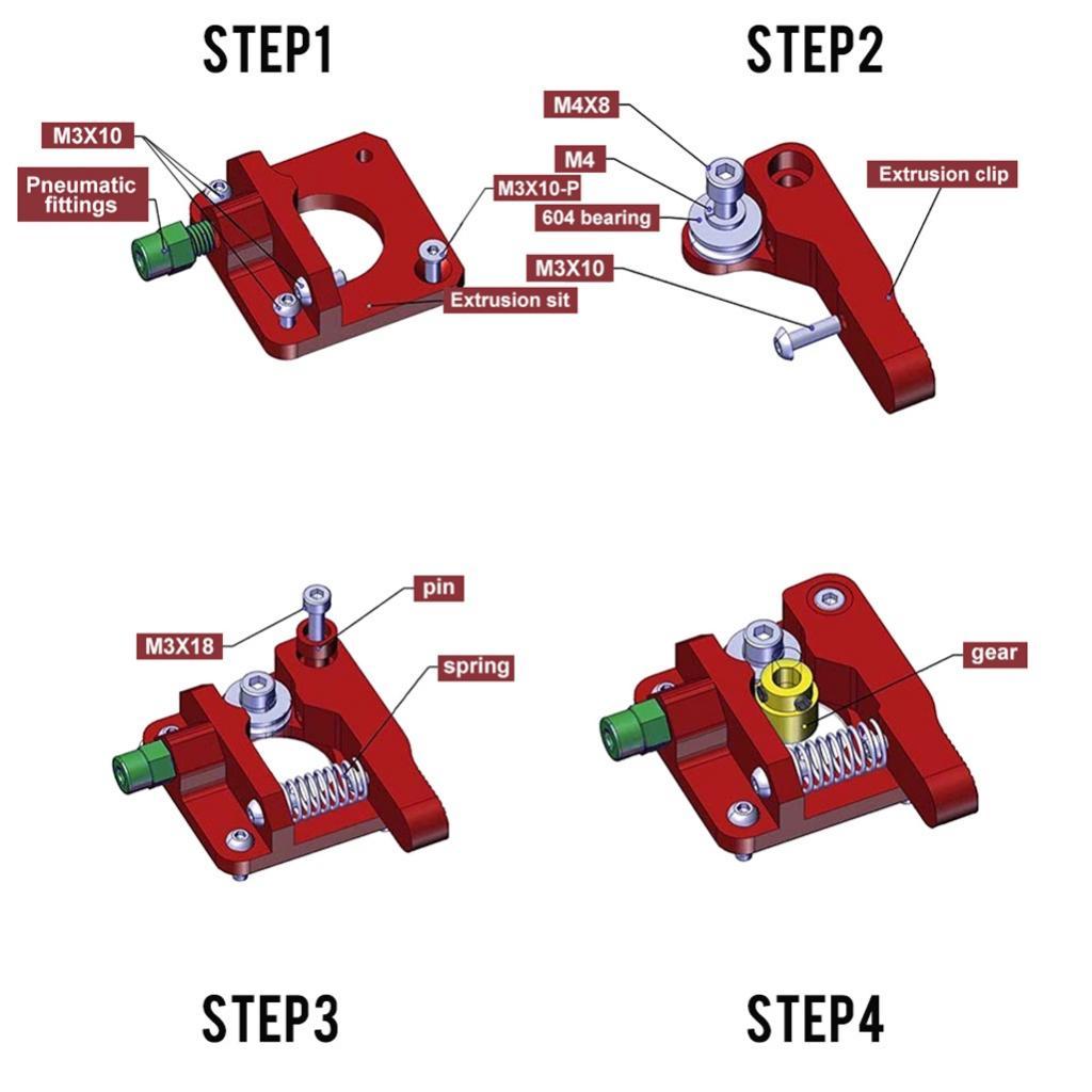 Drive Feed Aluminum Red Right MK8 Extruder For Ender 3 CR10 CR10S PRO CR8