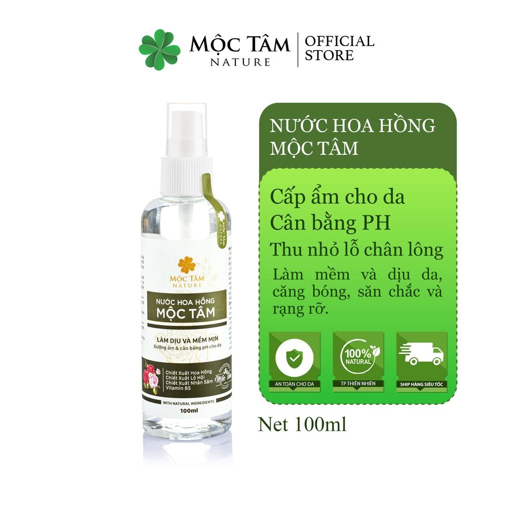 Nước Hoa Hồng Mộc Tâm 100ml - Chiết Xuất Thảo Mộc Cân Bằng pH, Se Khít Lỗ Chân Lông Cho Da Săn Chắc Mềm Mịn