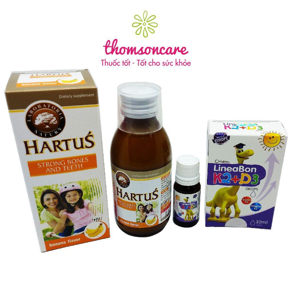 Canxi Hartus và Lineabon - Bộ đôi bổ sung calci, vitamin D3 K2  cho bé từ sơ sinh - Nhập khẩu từ Châu Âu 