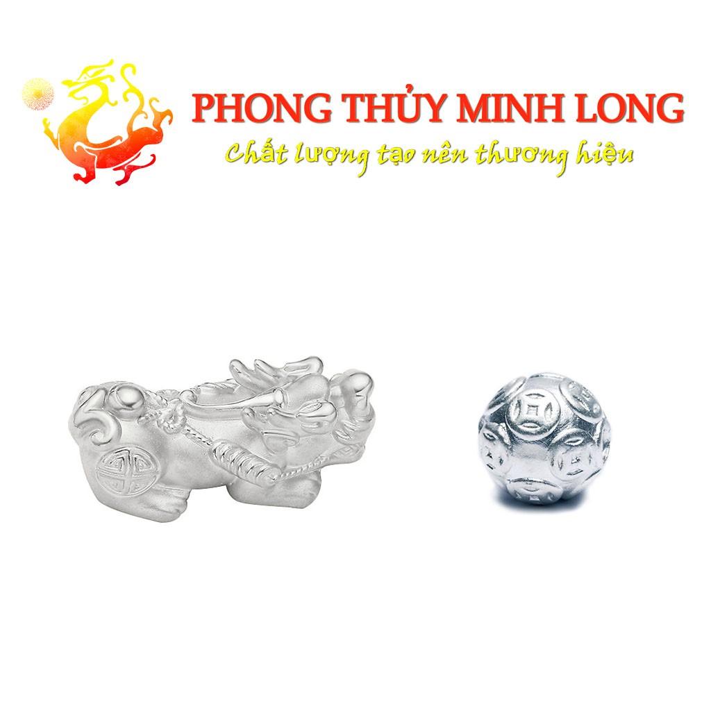 Vòng tay đá Mã Não Đen mix tỳ hưu và 2 hạt kim tiền bằng Bạc hợp mệnh Thủy và Mộc