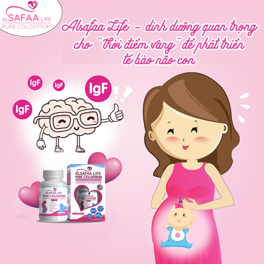 Sữa non nguyên chất al SAFAA life - USA | trước, trong và sau sinh. Pure Colostrum Pregnancy & Breastfeeding Support 500MG