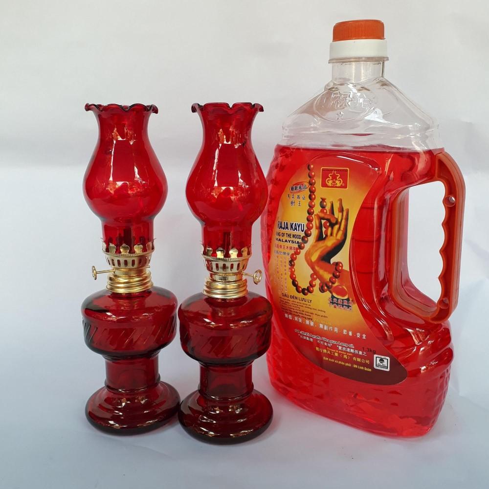 Bộ 2 đèn thờ và 1 dầu không khói