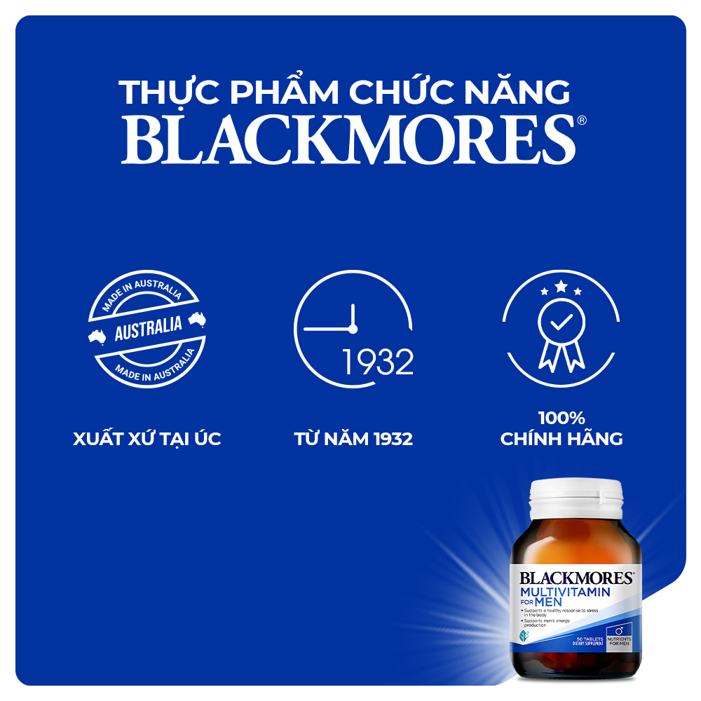 Vitamin Tổng Hợp Hỗ Trợ Sức Khỏe Nam Giới Blackmores Multivitamin For Men Lọ 50 Viên