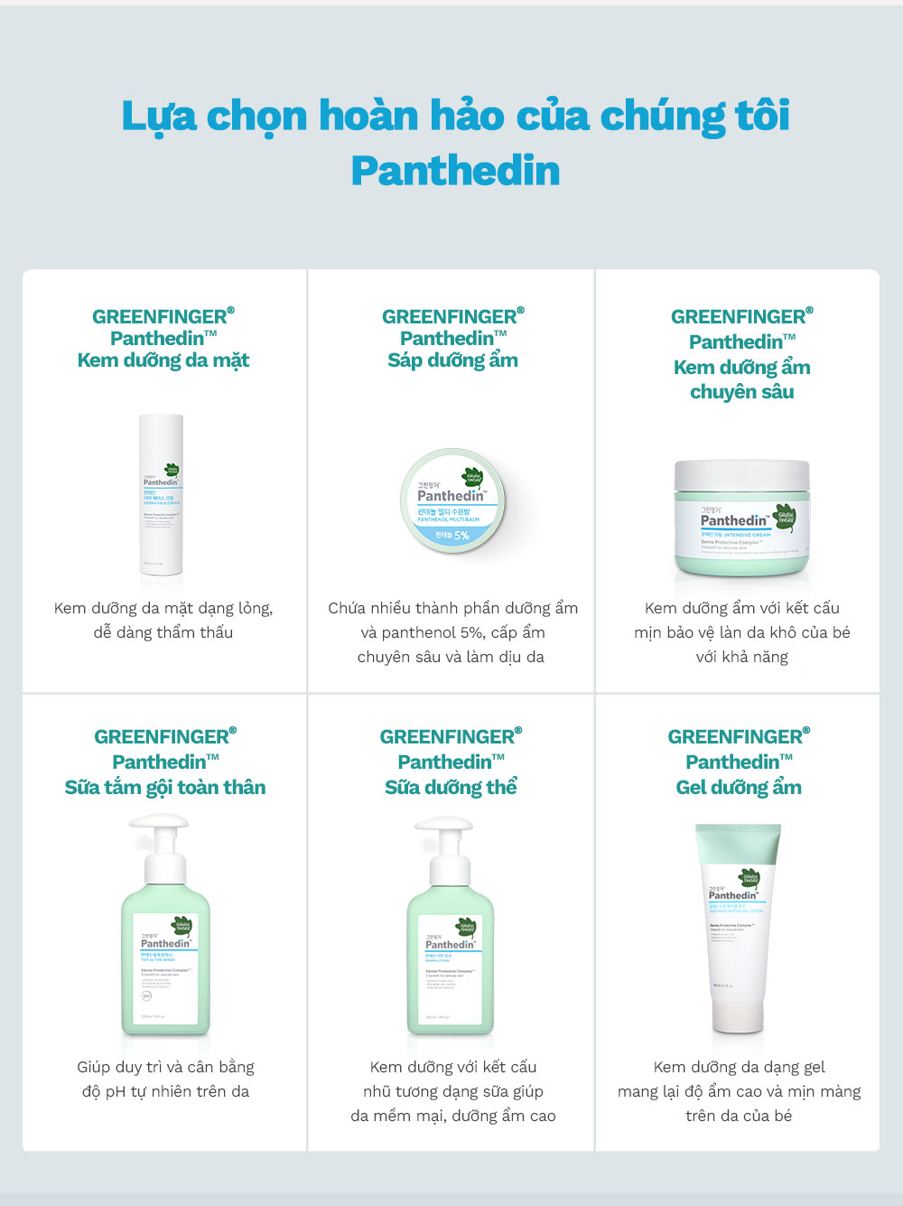 Combo 2 chai Kem Dưỡng Da Mặt Hàn Quốc Cho Bé GREENFINGER PANTHEDIN DERMA FACE CREAM 50ML