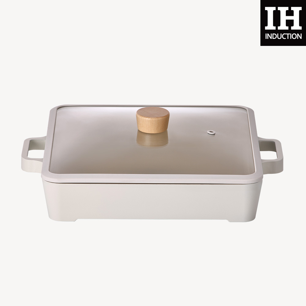 Nồi lẩu vuông Fika Neoflam 28cm - Hàn Quốc. Hàng có sẵn, giao ngay. Màu trắng ngà