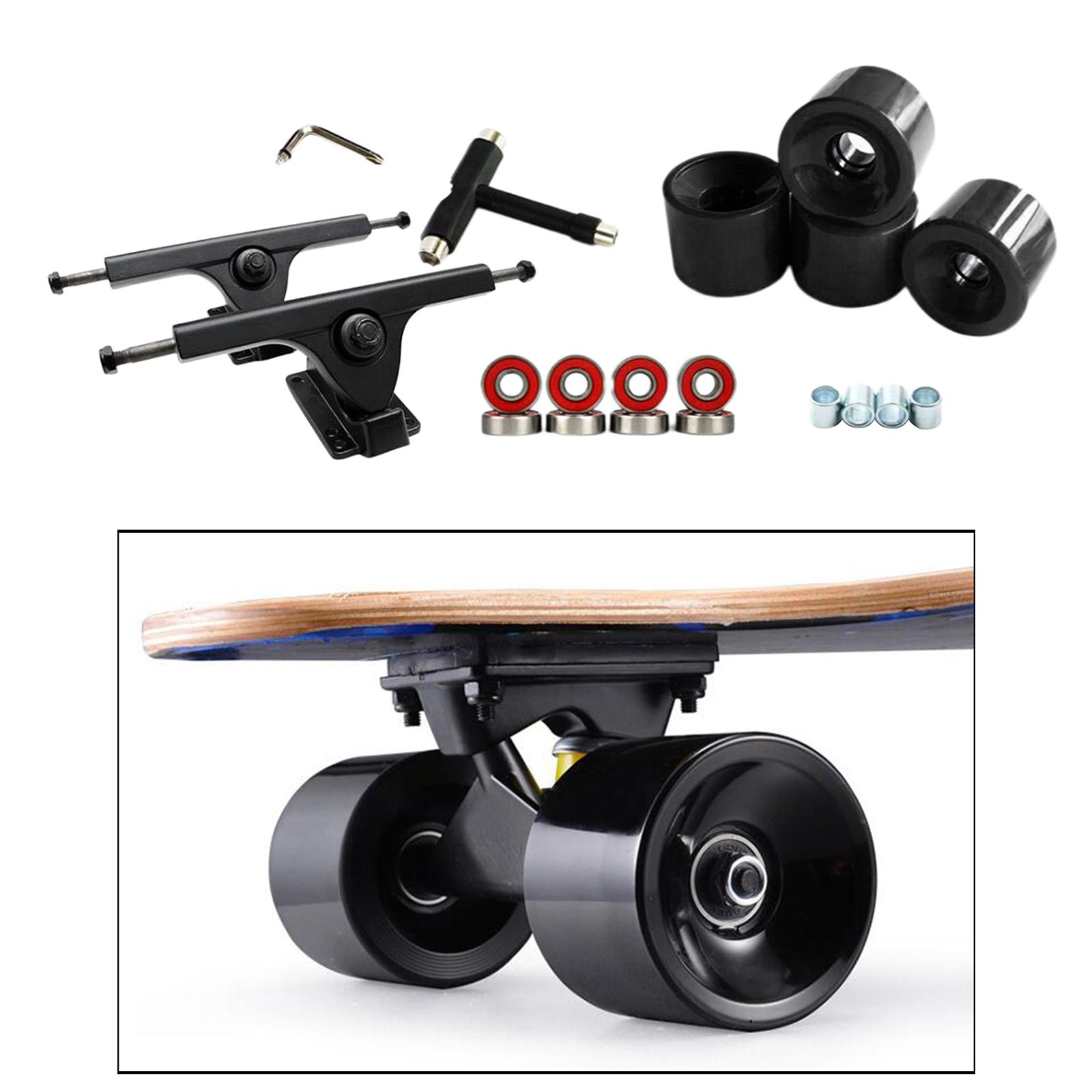 Skateboard Trucks 7'' Bearings Longboard Wheel Roller T-Tool