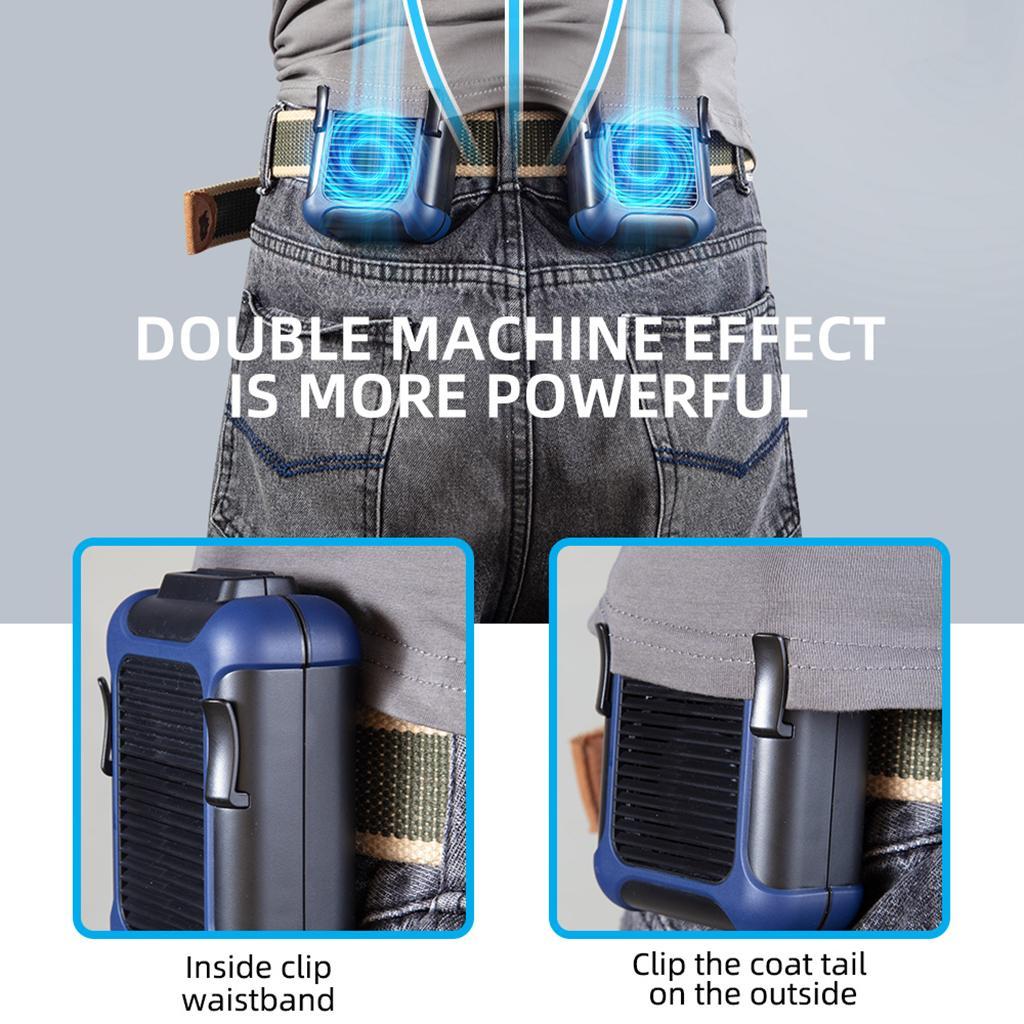 Portable Waist USB Rechargeable Lazy Fan Hanging Rest Fan Black