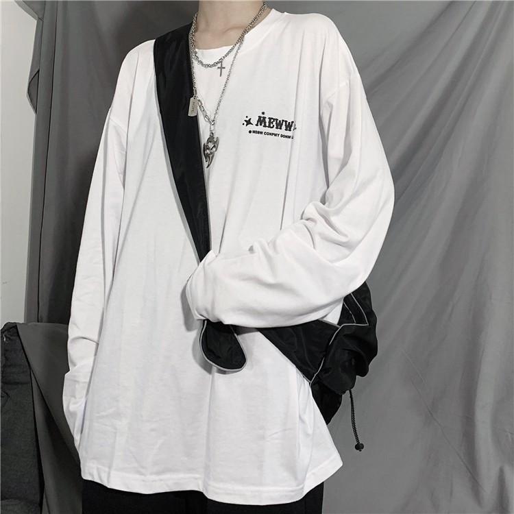 Áo thun ulzzang unisex đen trắng họa tiết back mới