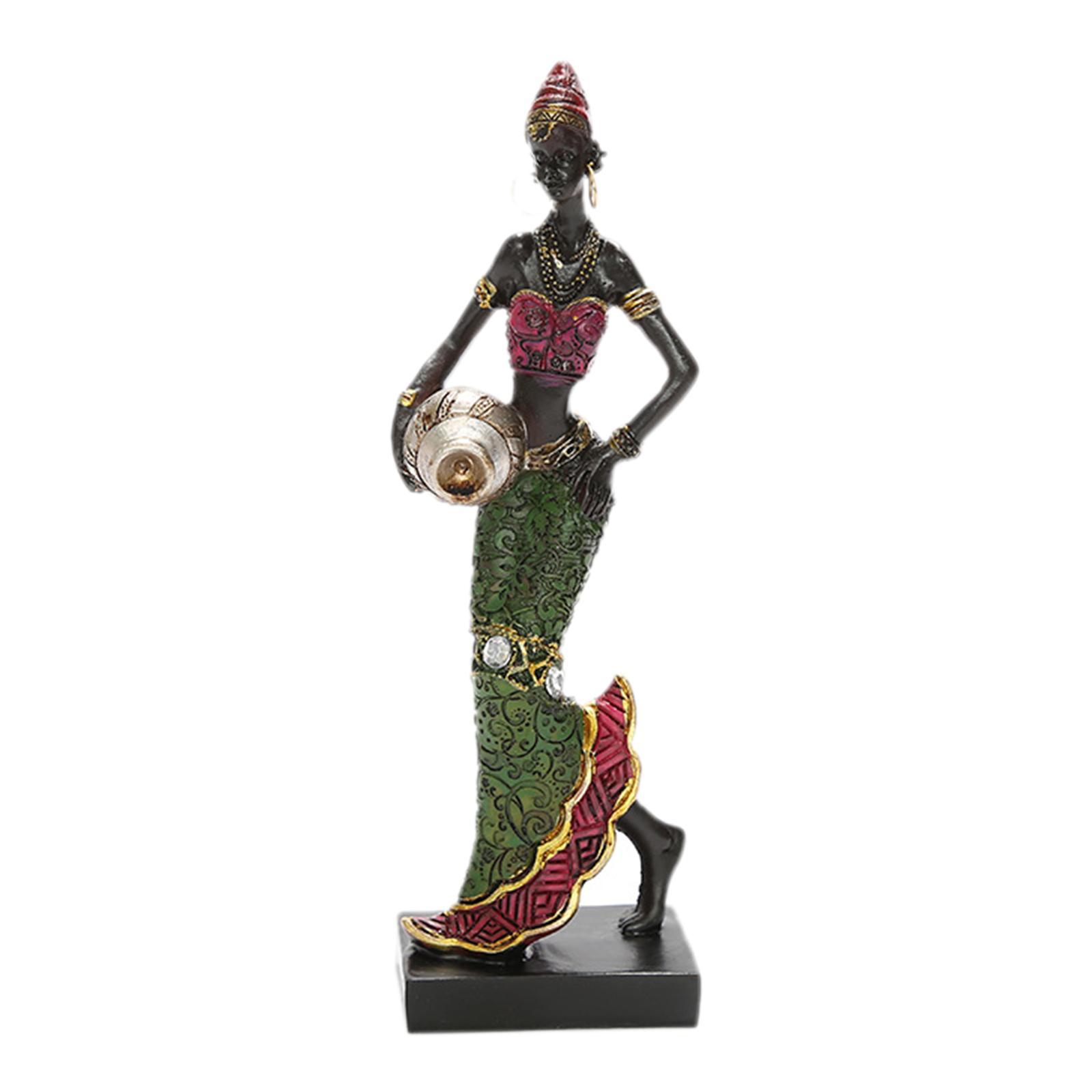 2pcs African Figurine Women Figure Tribal Lady Statue Sculpture Collectible Art