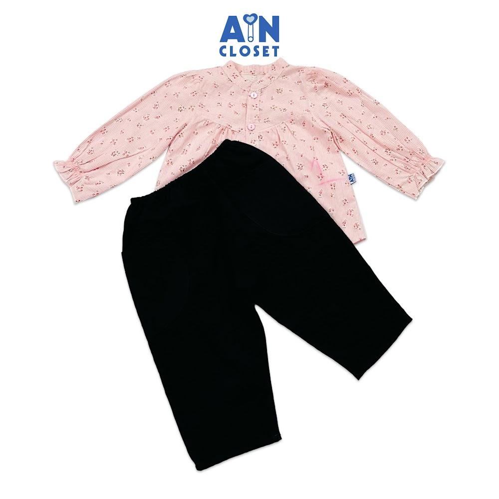Bộ quần áo dài bé gái họa tiết Sơ mi Kẻ Nhí hồng cotton - AICDBGXJDDYY - AIN Closet
