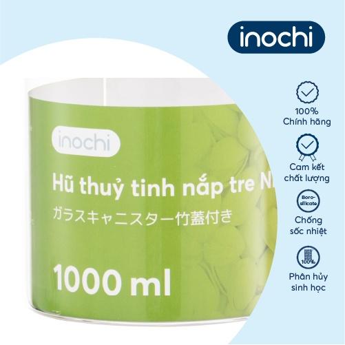 Hũ thuỷ tinh nắp tre Inochi - Nikko 1000ml