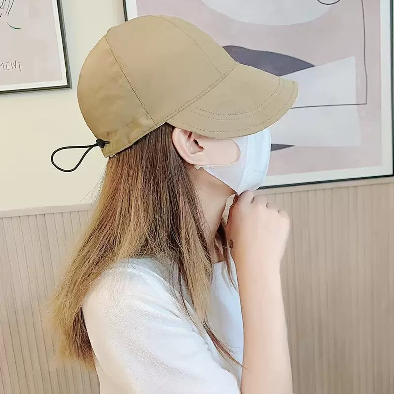 Mũ Chống Nắng Nửa Đầu Hàn Quốc Thời Trang Mũ Lưỡi Trai Chống Tia Uv, Nón Vành Rộng Có Móc Đeo Khẩu Trang