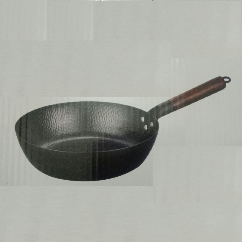 Chảo Thép Rèn Vân Búa Chống Dính Tay Cầm Gỗ Kiểu Nhật Sâu Lòng Size 28cm Dùng Được Bếp Từ