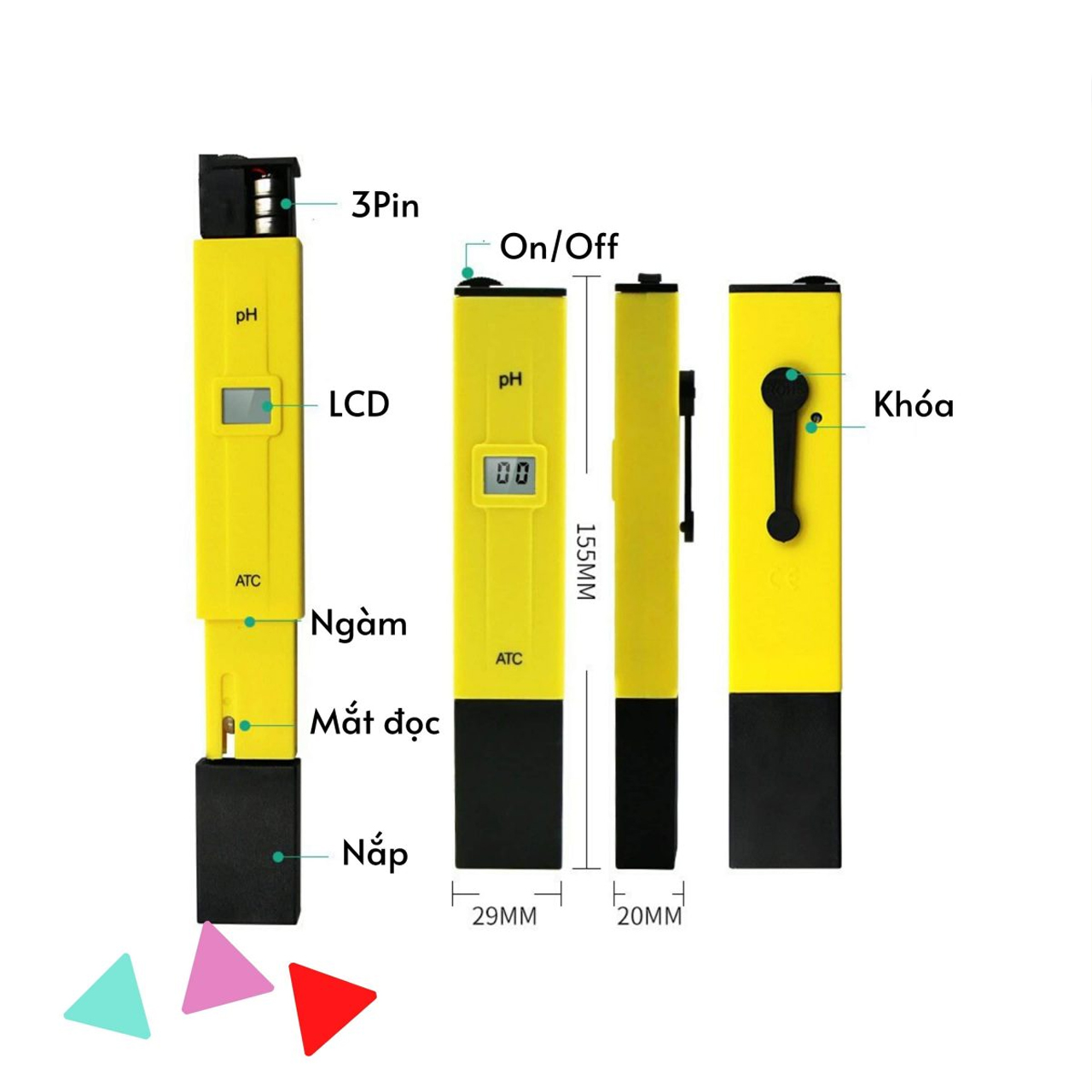 Máy đo pH nước và bút đo pH hồ cá với tính năng điều chỉnh ATC thử tính kiềm axit nước chính xác - hàng nhập khẩu