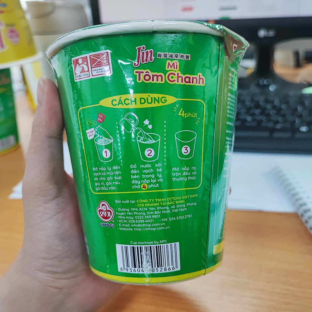 Mì ly ăn liền Jin Tôm Chanh Ottogi 65g