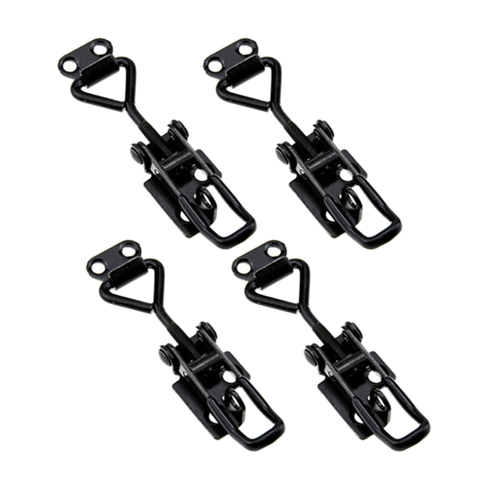 4x Toggle Clamps Cabinet Boxes Lever Handle Heavy Duty Toggle Hasp Hook Black Toggle Pull Adjustable for Wooden Box Case Trunk Tool Boxes Case