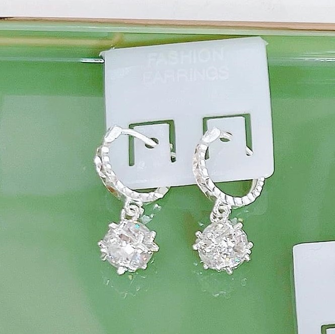 Bông tai trẻ em cầu đá chất liệu bạc s925 MS053a