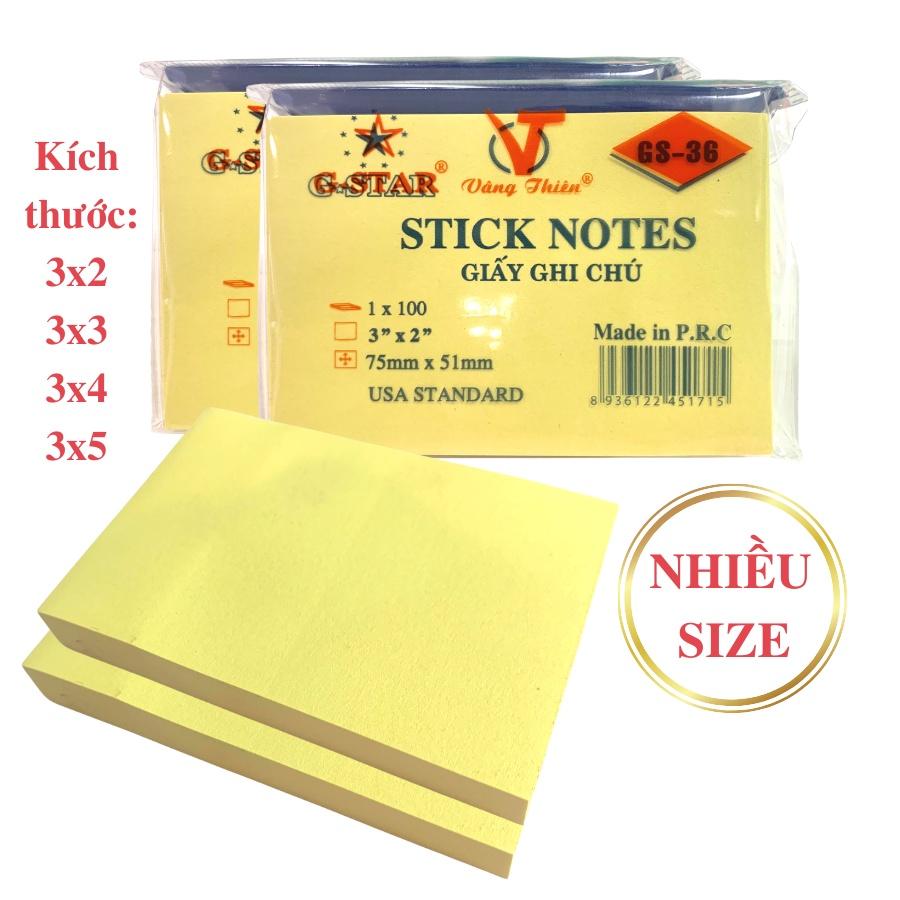 xấp 100 tờ Giấy ghi chú, giấy note đủ size ( 3x23x33x43x5 ) Gstar GS 36