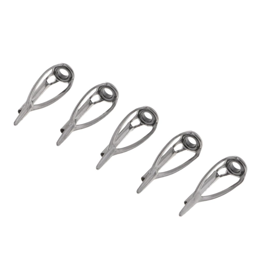 5Pcs Stainless Steel Fishing Rod Guides Rod Repair Kit DIY Tips Rings