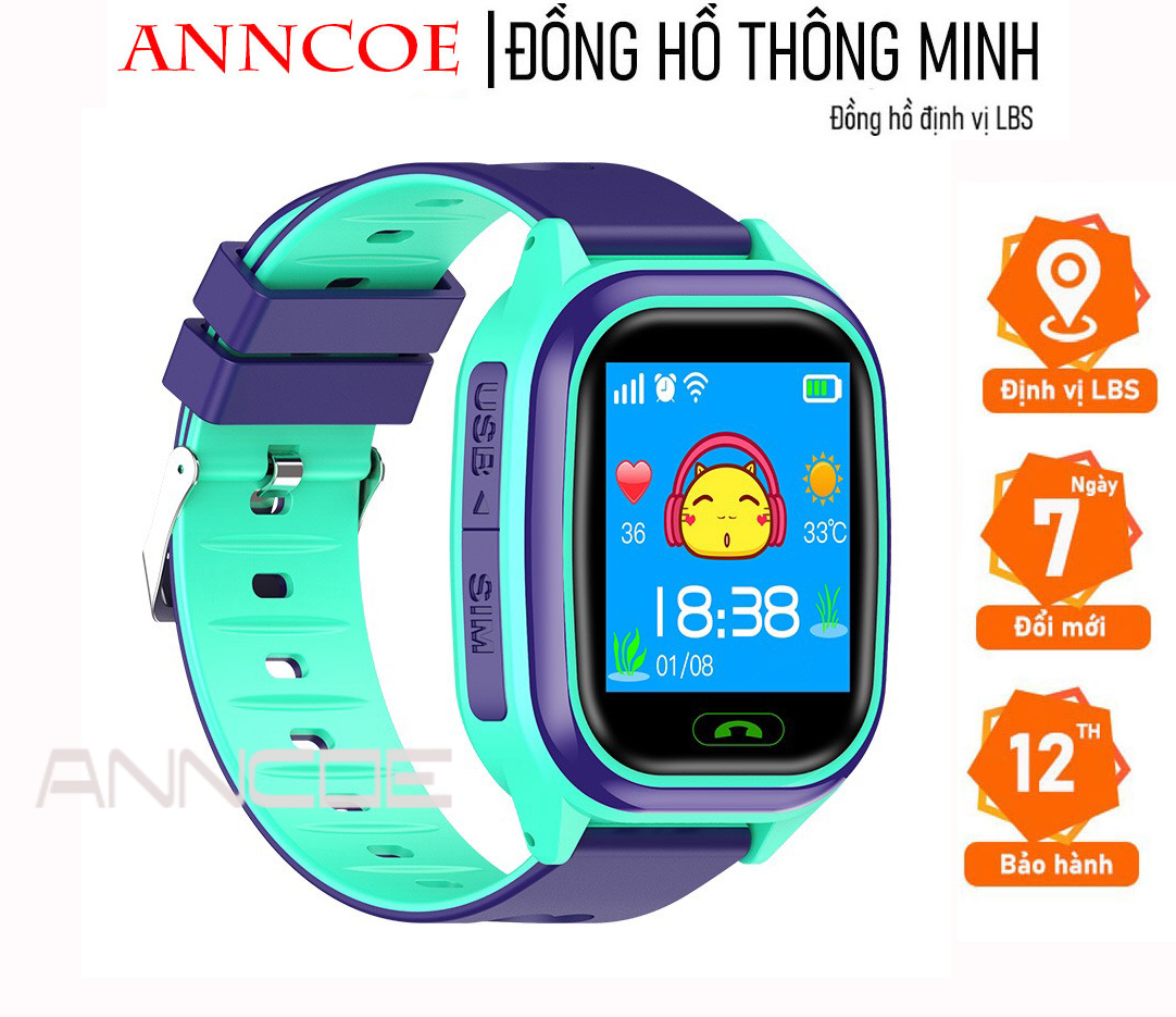 Đồng hồ thông minh trẻ em ANNCOE A85 Plus - Nghe gọi hai chiều - Định vị LBS+Wifi - Tiếng Việt -Mẫu Mới 2022 - Hàng Chính Hãng