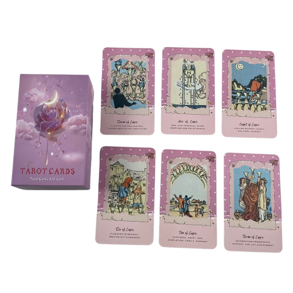 Bộ Bài Tarot Cards Hồng 78 Thẻ, Hộp Cứng