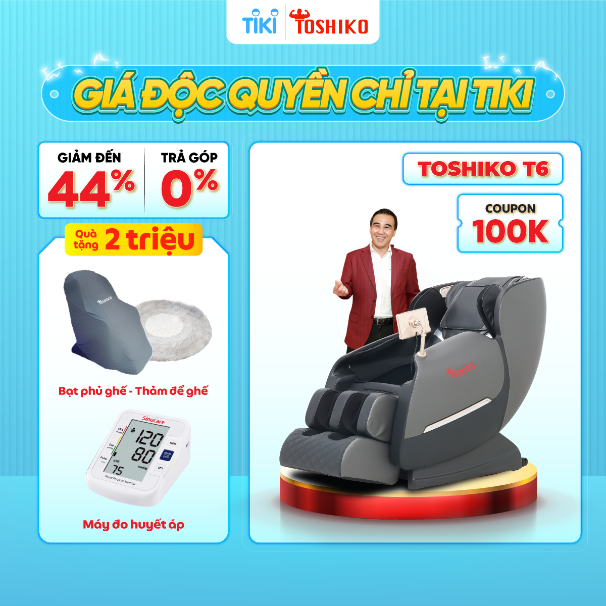 Ghế massage toàn thân công nghệ Nhật Bản Đa Năng Toshiko T6, sở hữu con lăn 3D cải tiến giúp massage đa chiều, đa dạng các bài massage khác nhau