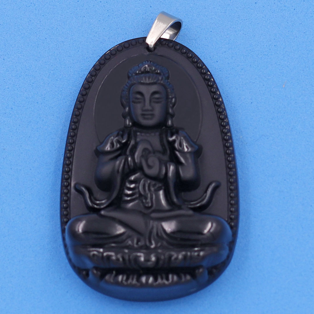 Mặt Phật - Đại nhật như lai - thạch anh đen 6cm MTES5 - tuổi Mùi và tuổi Thân