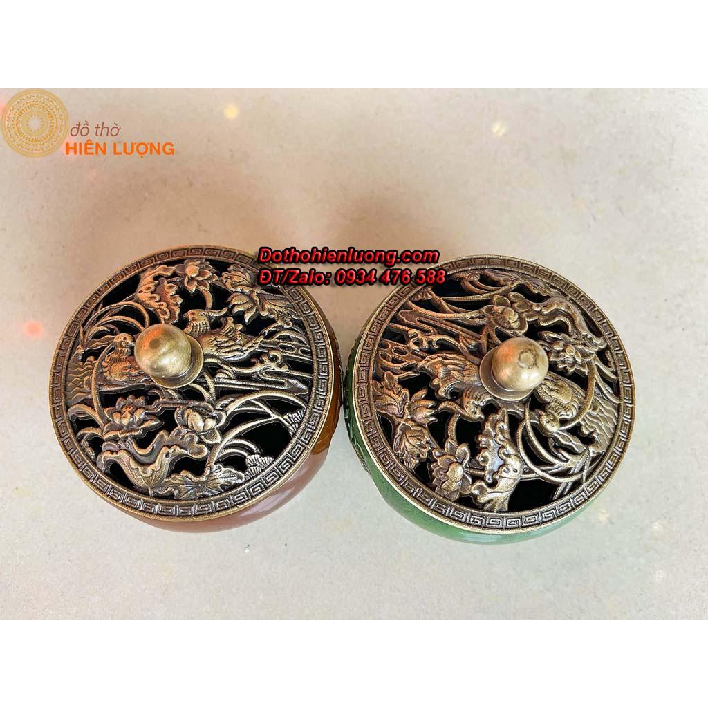 Lư Xông Trầm Bằng Đồng Màu Xanh và Màu Nâu Cực Đẹp