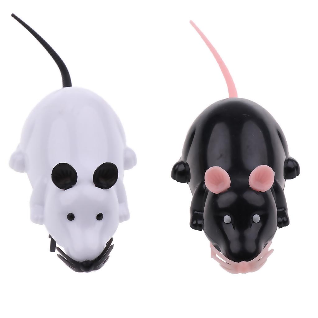 Funny Electric Running Mouse Rat Move Tail Cat Kitten Interactive Toy Black