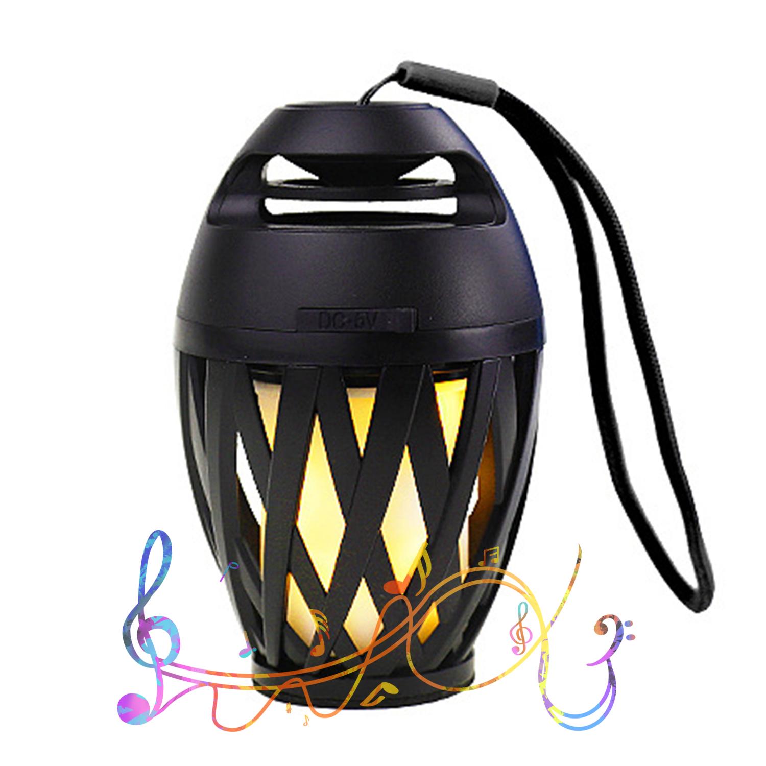 Loa bluetooth di động có dây treo rảnh tay, chất âm trầm, đèn LED ngọn lửa