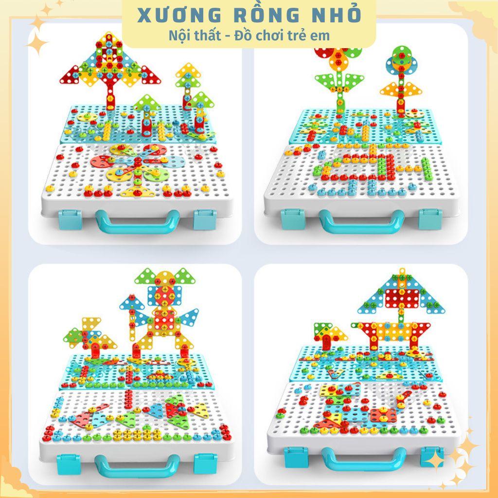 Đồ chơi trí tuệ lắp ráp bắt ốc vít, bộ lắp ghép sáng tạo building block,set gồm cả máy bắt vít và tua vít, hàng đẹp