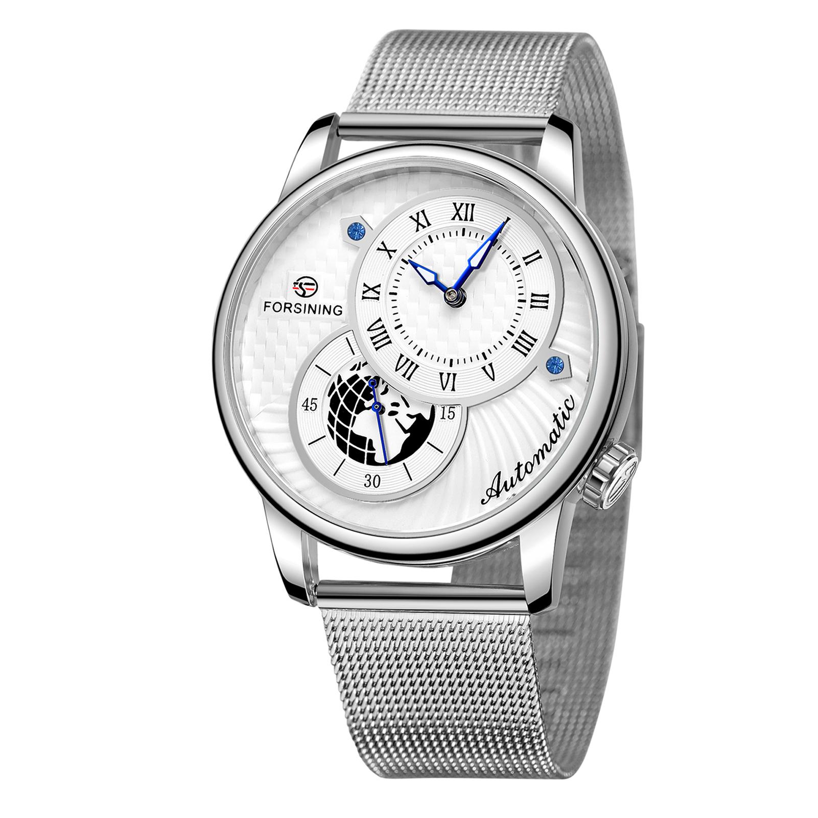 Đồng hồ cơ FORSINING Nam tự động Mặt số La Mã Mặt sau trong suốt Con trỏ phát sáng Không thấm nước