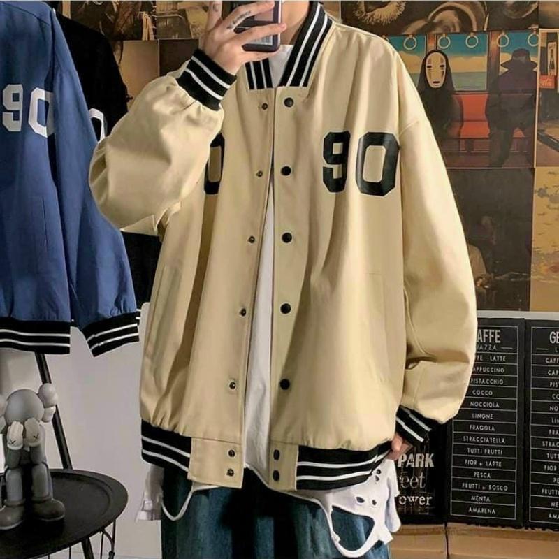 Áo bomber jacket dù 2 lớp khoác nữ nam unisex gió cúc bấm form rộng local brand ulzzang phong cách hàn quốc đep SỐ 90