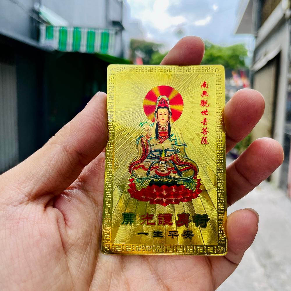 Thẻ kim bài QUAN THẾ ÂM vàng đồng mang lại bình an, may mắn