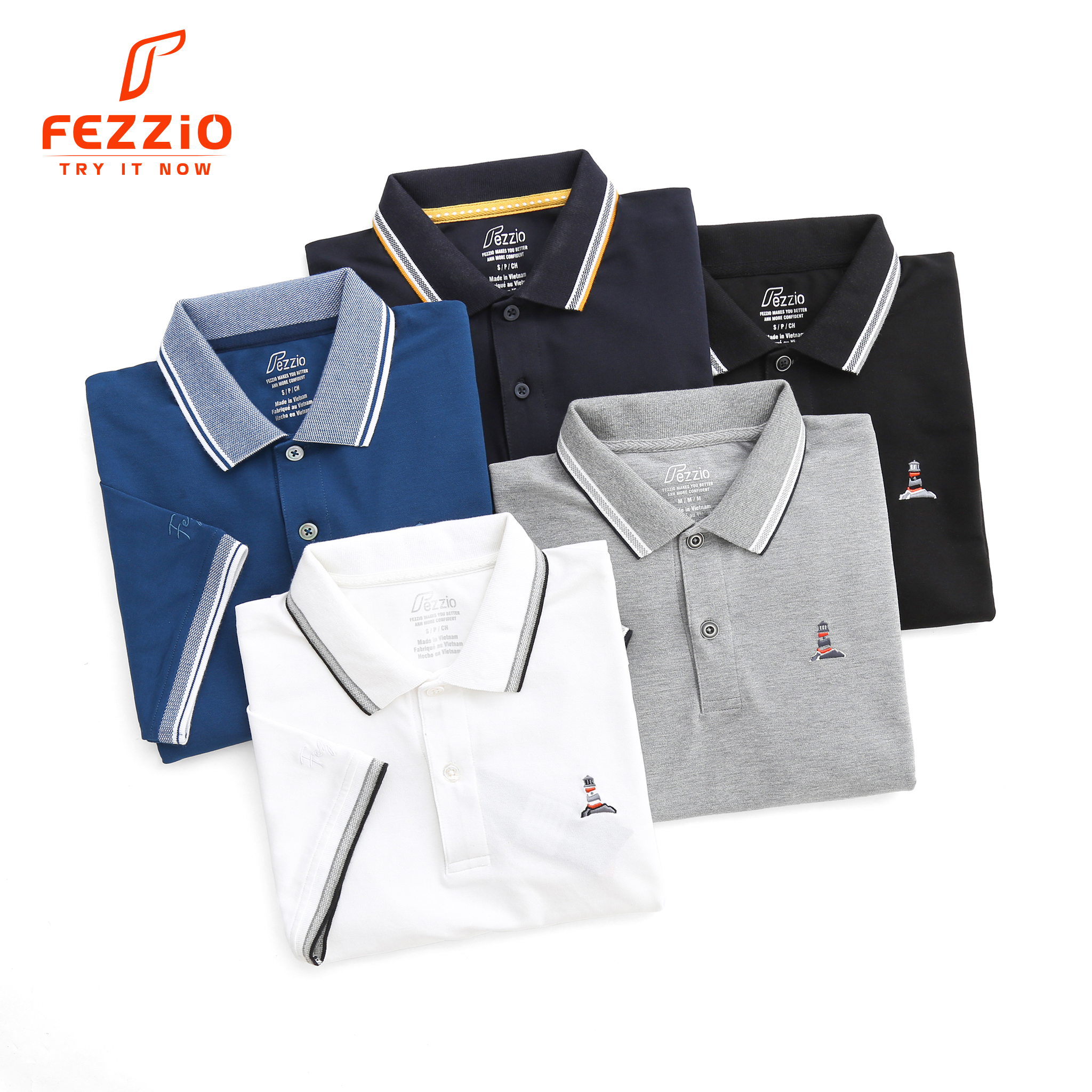 Ưu đãi sale khủng polo nam, áo thun bo cổ trụ cotton Fezzio chính hãng