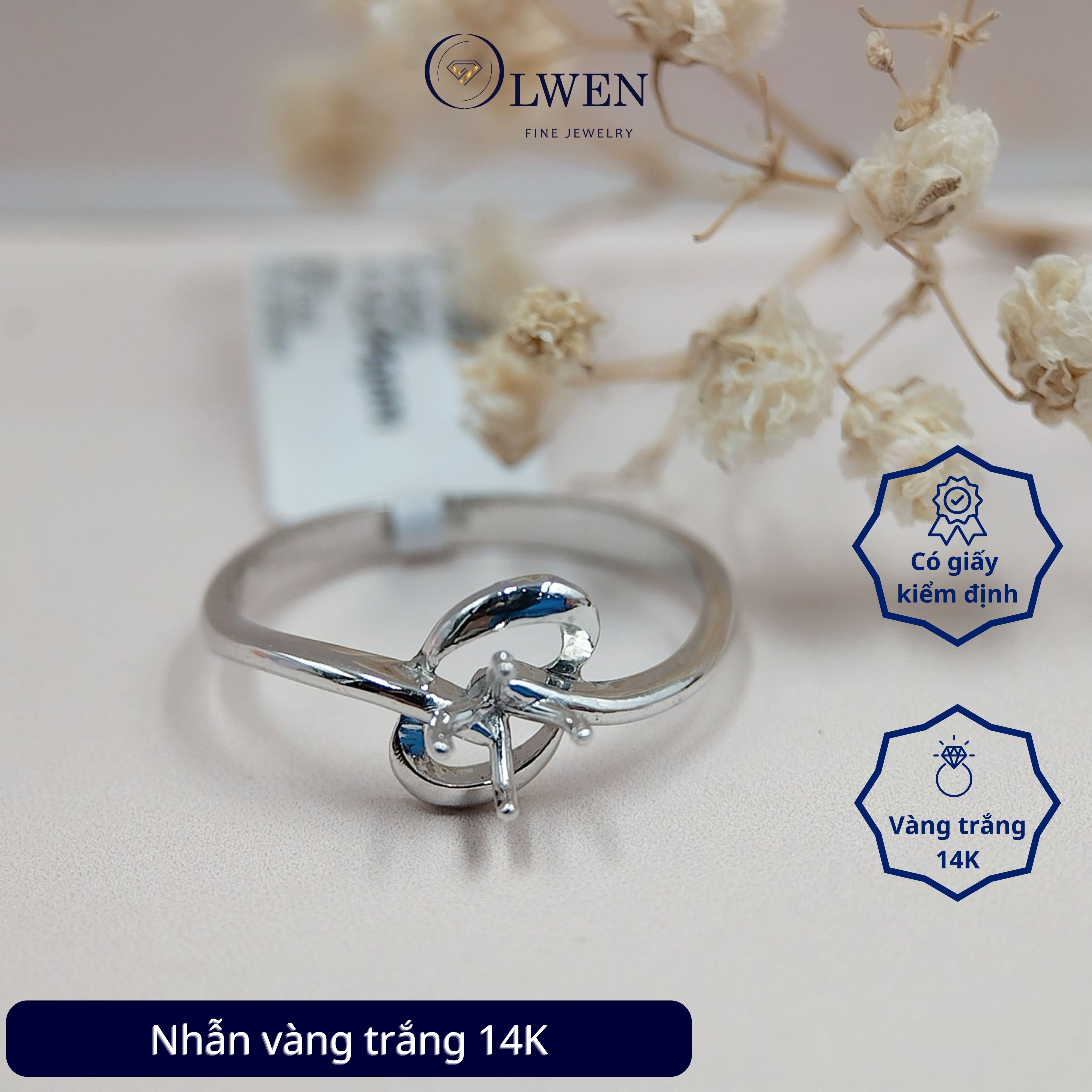 Nhẫn kim cương HK 14K Olwen HA-R000008