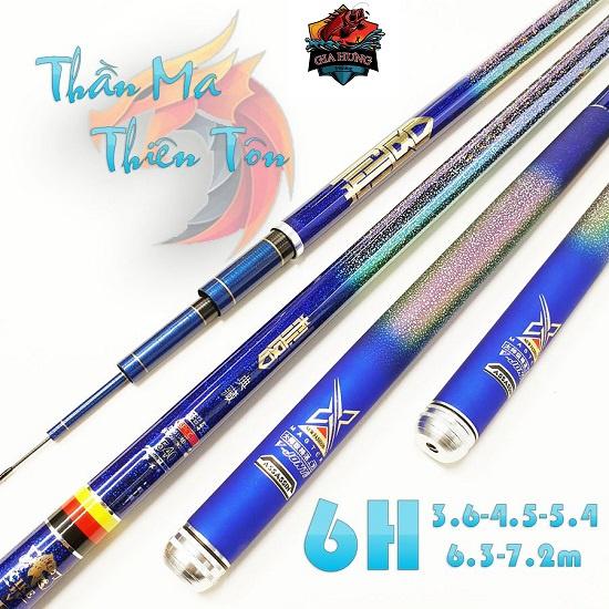 Cần câu tay Thần Ma Thiên Tôn 6H carbon xoắn, cần câu đơn câu đài, tặng kèm ngọn phụ xịn, có lóng thay thế