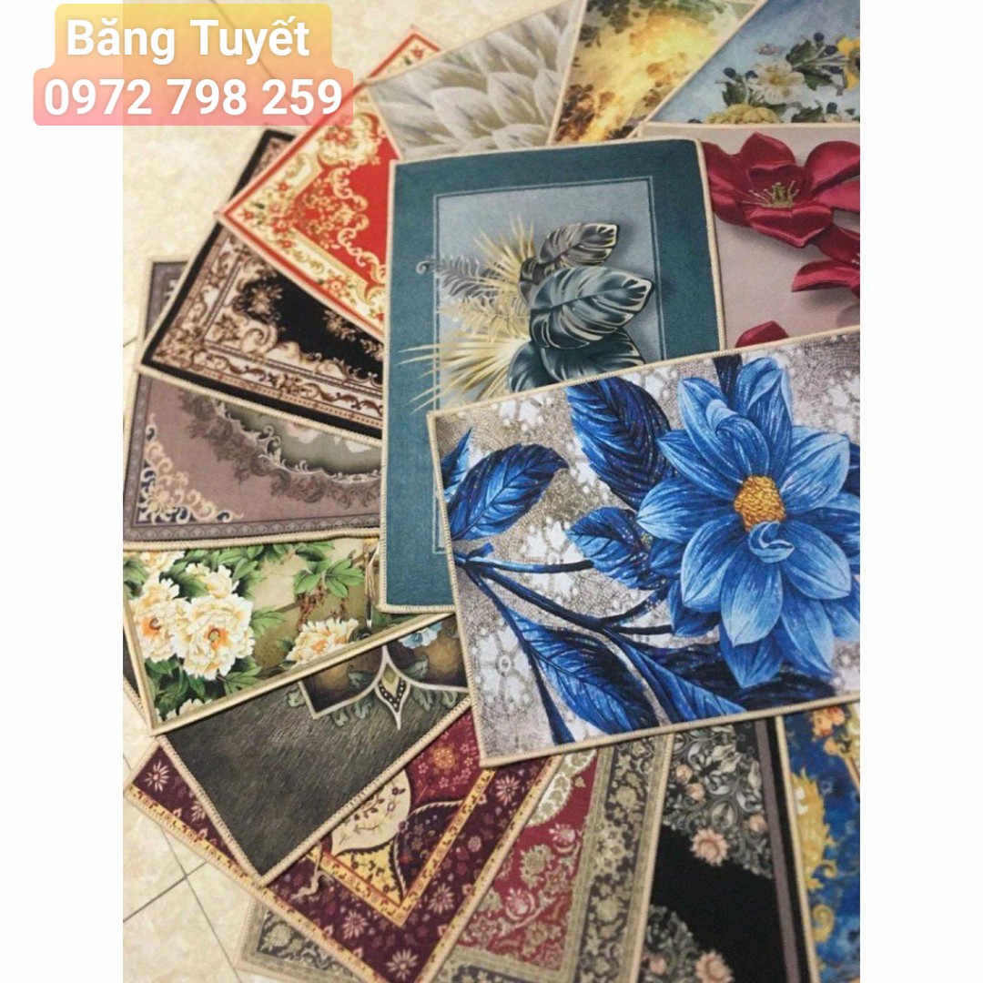Thảm lau chân 3D kích thước 60x40 cm chống trơn trượt - Thảm chùi chân siêu thấm hút họa tiết 3D