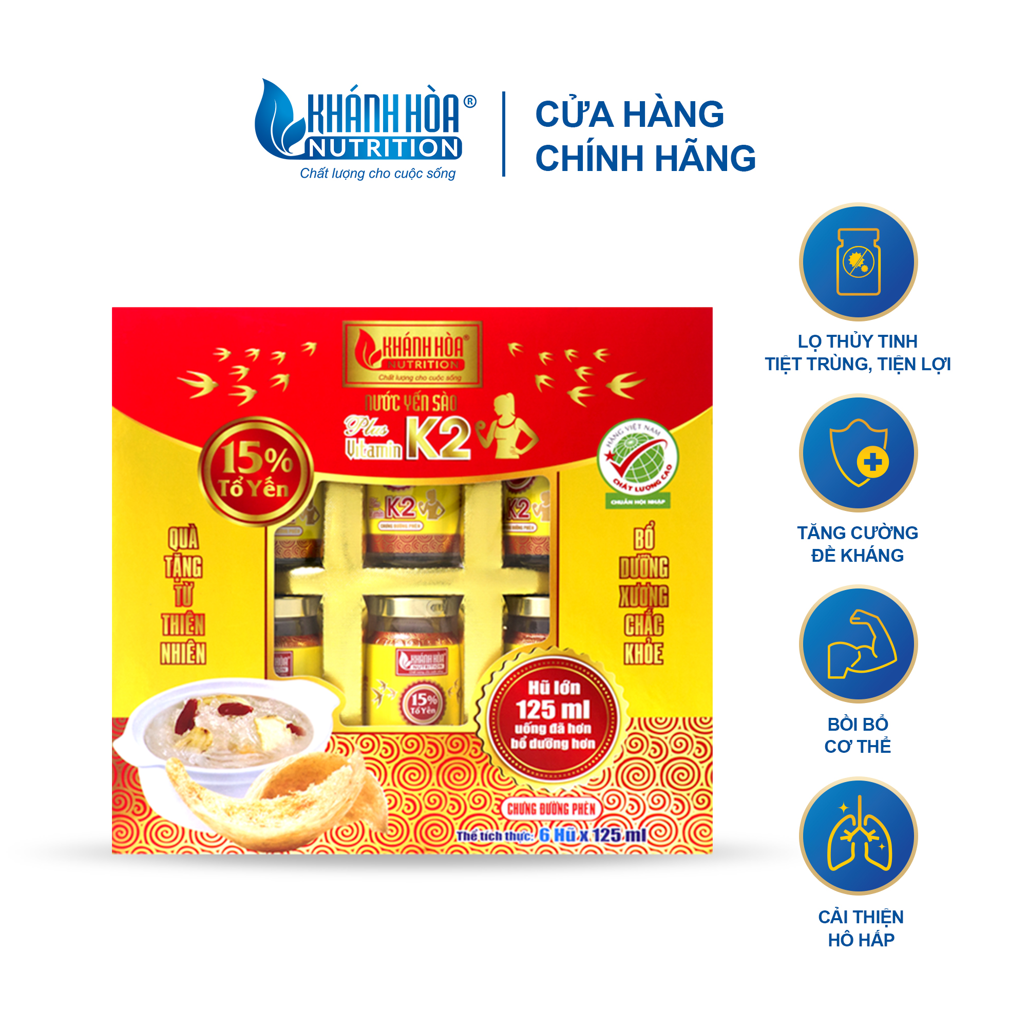 Nước Yến Sào 15% Bổ Sung Vitamin K2 Khánh Hòa Nutrition