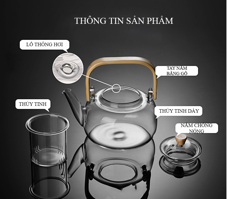 Bình Pha Trà Thủy Tinh Lõi Lộc Thủy Tinh