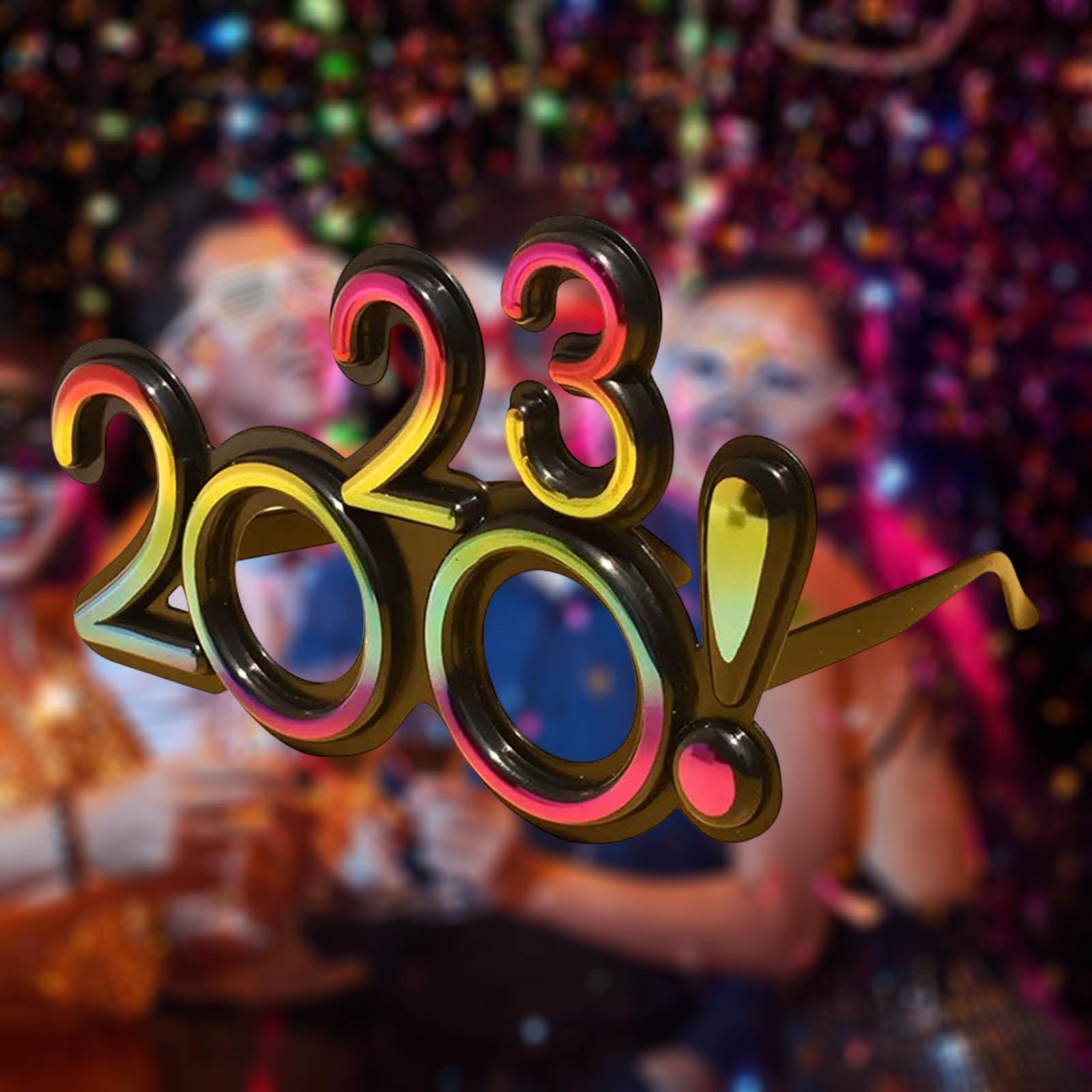 New Years Glasses Decorations Eve Party Supplies Funny Glitter 2023 Glasses for Celebration Adults