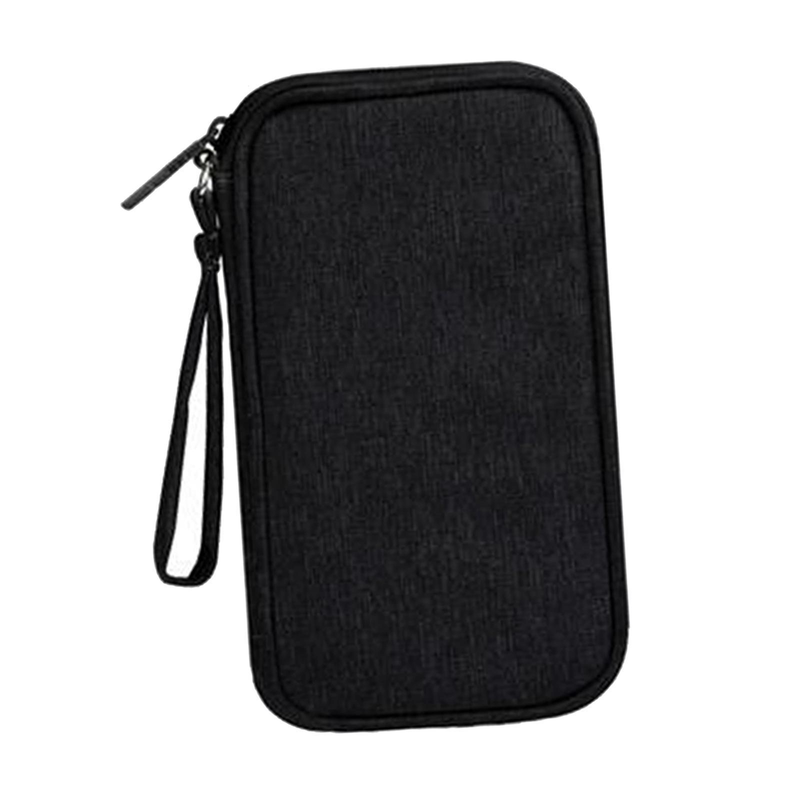 Portable Earphone USB Data Charger Cable Organizer Storage Bag Black