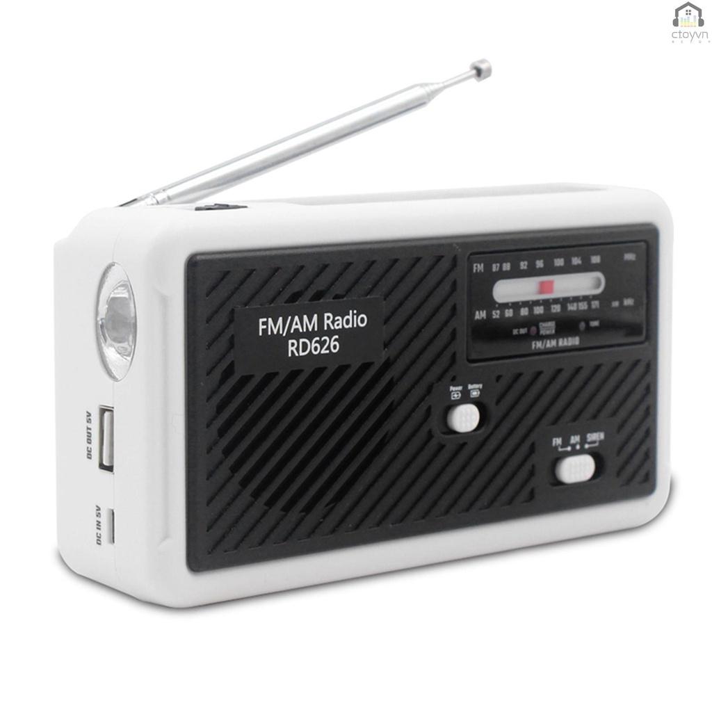 Bộ radio kỹ thuật số RD626 FM AM hai băng tần sạc pin năng lượng mặt trời 1000mAh có đèn LED