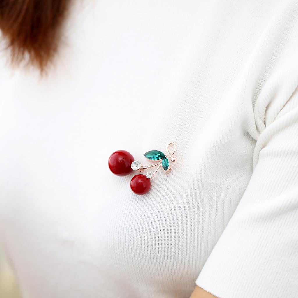 Double Cherry Brooch Faux Pearl Fashion Jewelry Shirt Brooch Pin Jewelry