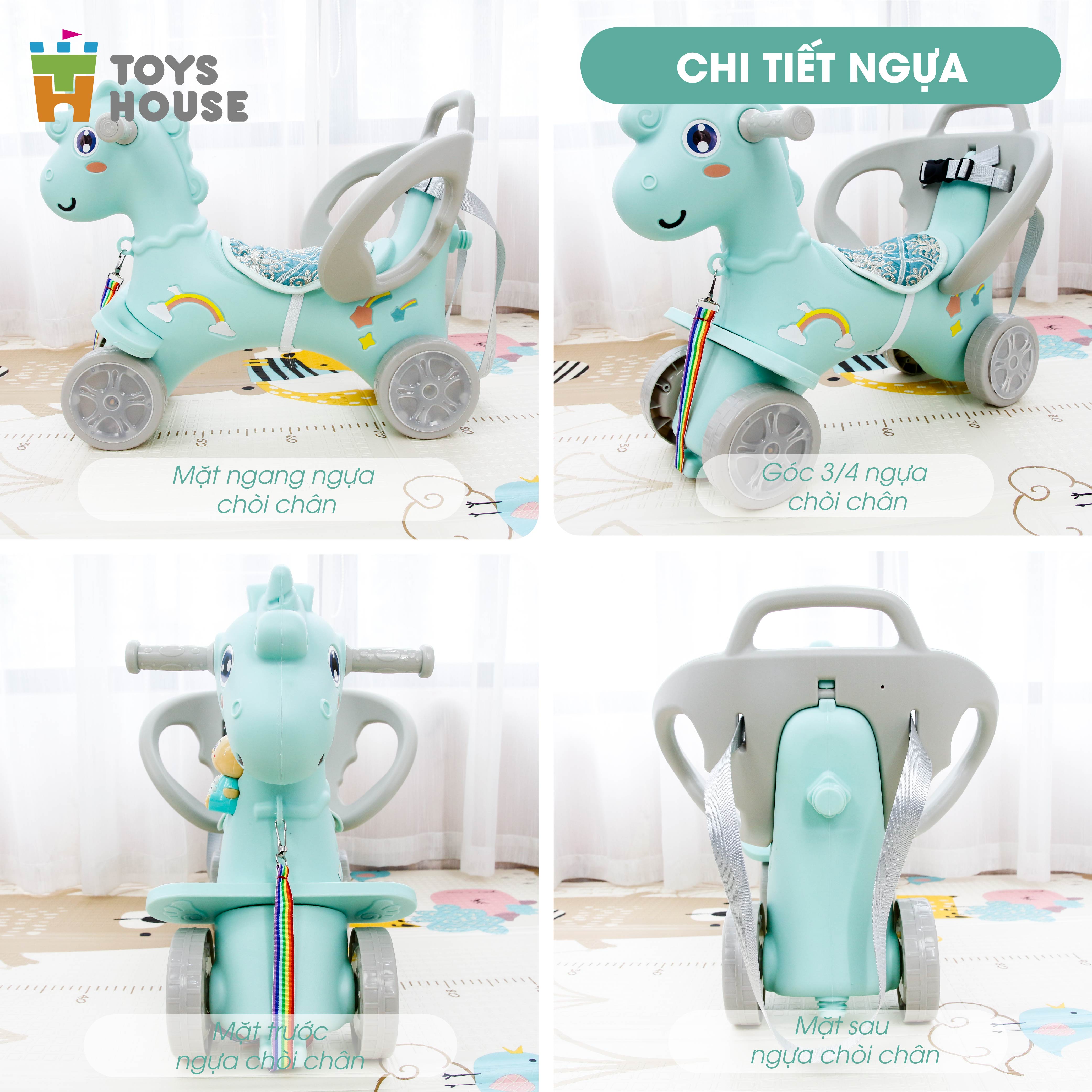 Ngựa bập bênh đa năng kiêm xe chòi chân và xe đẩy cho bé Toys House WM19033, hàng chính hãng cho bé