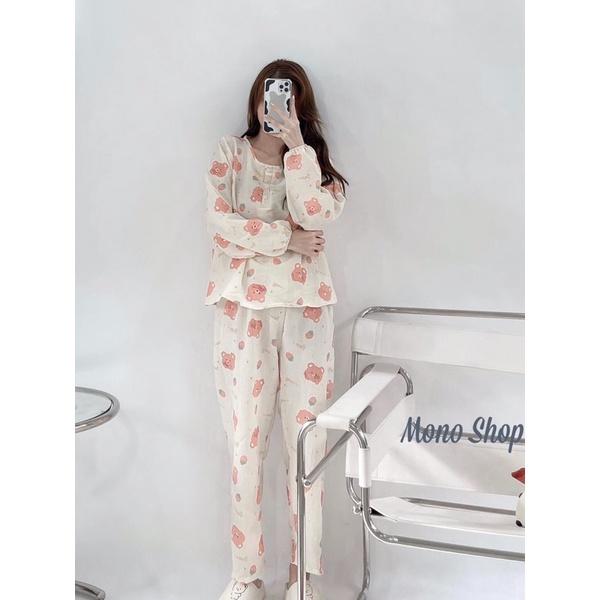 Bộ đồ ngủ nữ dài tay, bộ đồ pizama (bộ pijama) có thể mặc như bộ đồ bầu hay bộ đồ sau sinh