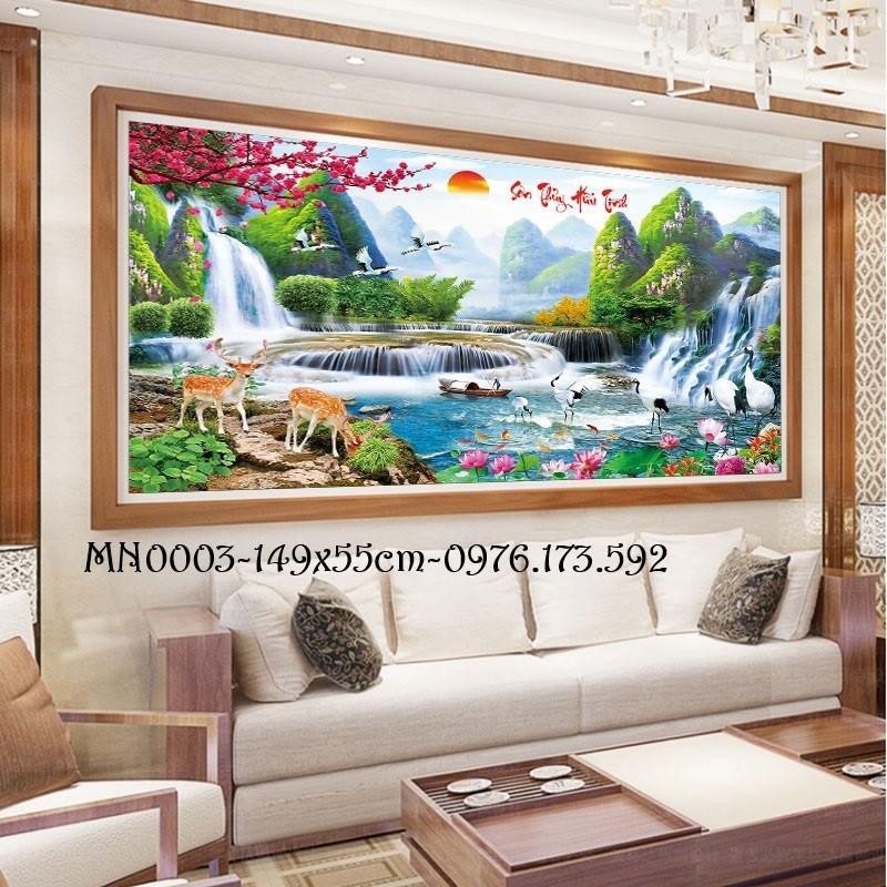 Tranh thêu chữ thập Sơn Thủy Hữu Tình I 149x55cm I MN0003