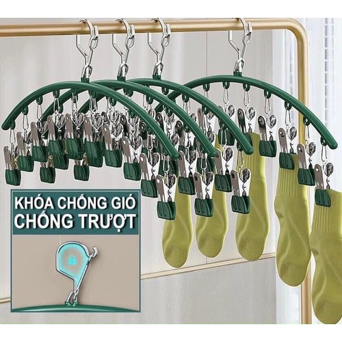 Móc cao cấp Treo Quần Áo Đồ Lót Tất Vớ Đa Năng , Móc phơi có kẹp phơi đồ trẻ em có khóa chống gió chống trượt