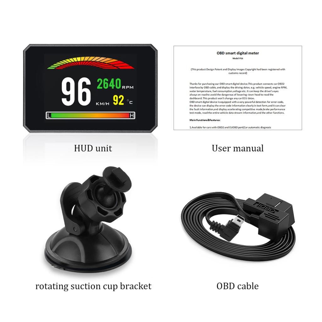 3.9" Car HUD P16 Head-Up Display Speedometer Projector  Warning Gauge
