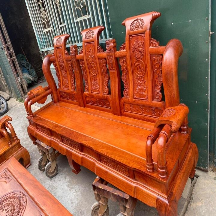 Bộ bàn ghế Tần Thuỷ Hoàng tay 12 gỗ hương đá ( Cột liền , yếm liền ) 6 món hàng đẹp